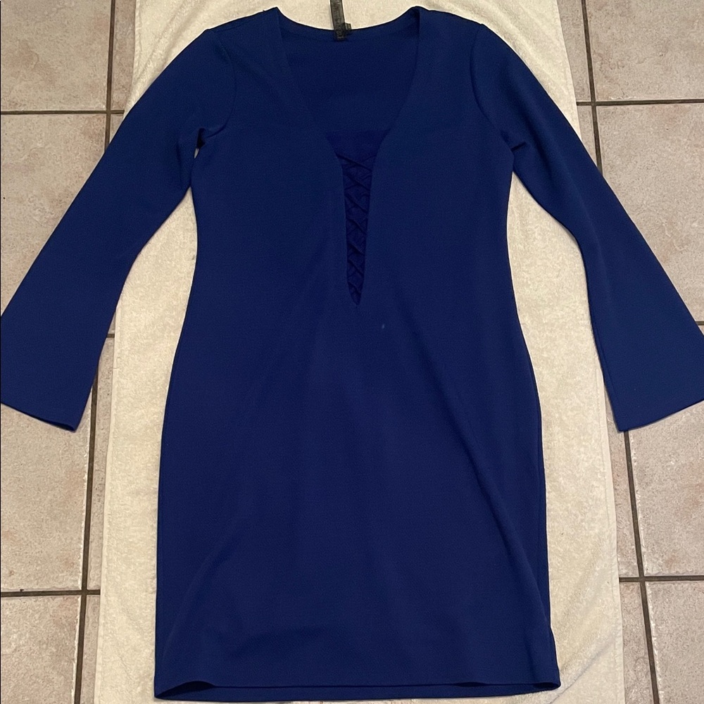 Yoana Baraschi Royal Blue Long Sleeve Dress